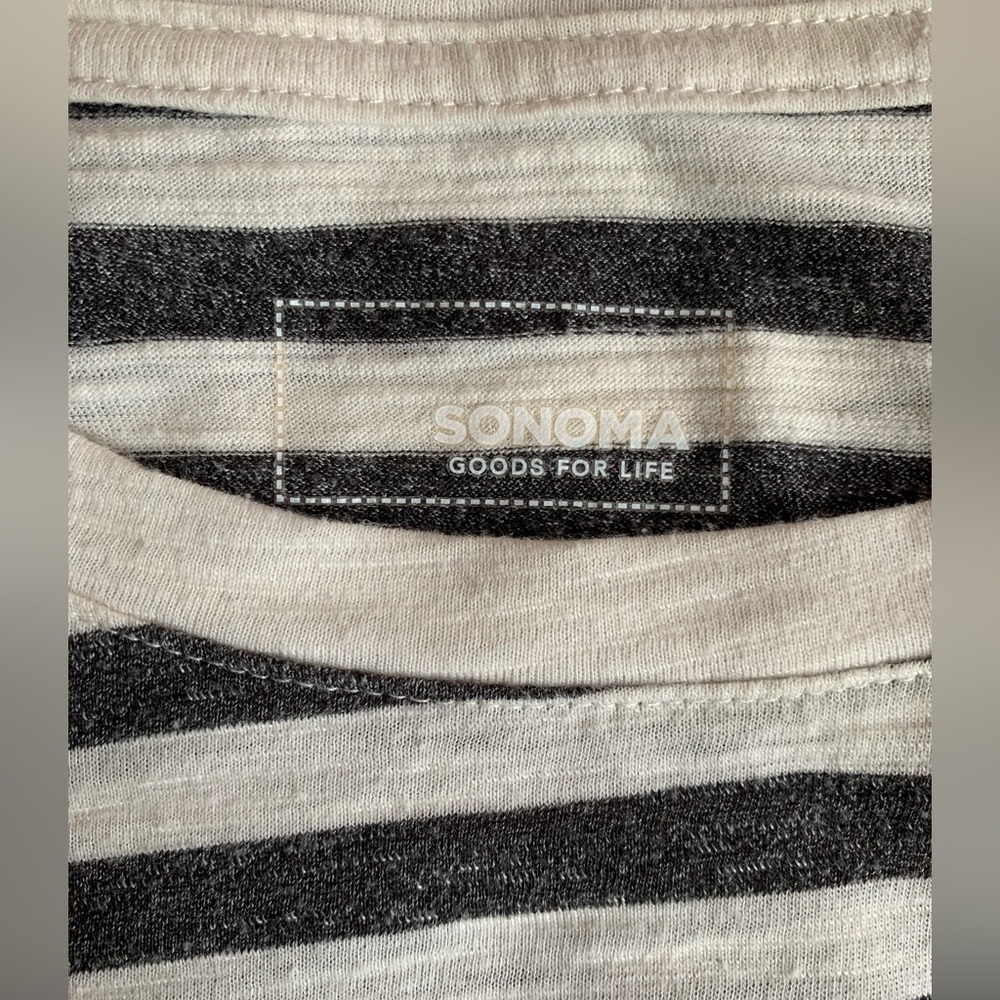 Sonoma Goods For Life Striped Everyday Tee S Gray White Long Sleeve - Picture 2 of 9